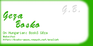 geza bosko business card