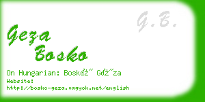 geza bosko business card